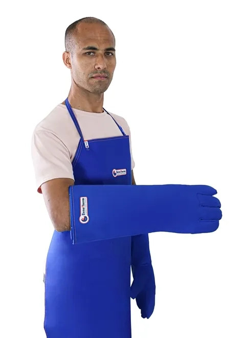 Luva Para Forno Industrial 5 Dedos 45 CM Azul Até 300º Benetherm CA 40593