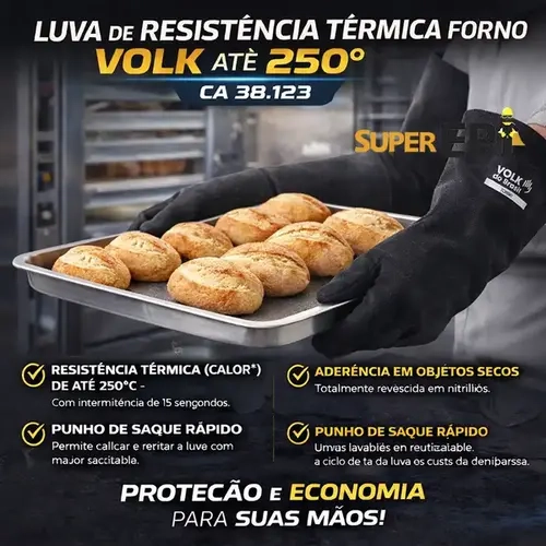 Luva de Resistência Térmica Forno Volk Até 250º CA 38.123