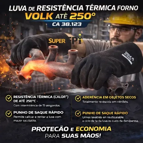 Luva de Resistência Térmica Forno Volk Até 250º CA 38.123