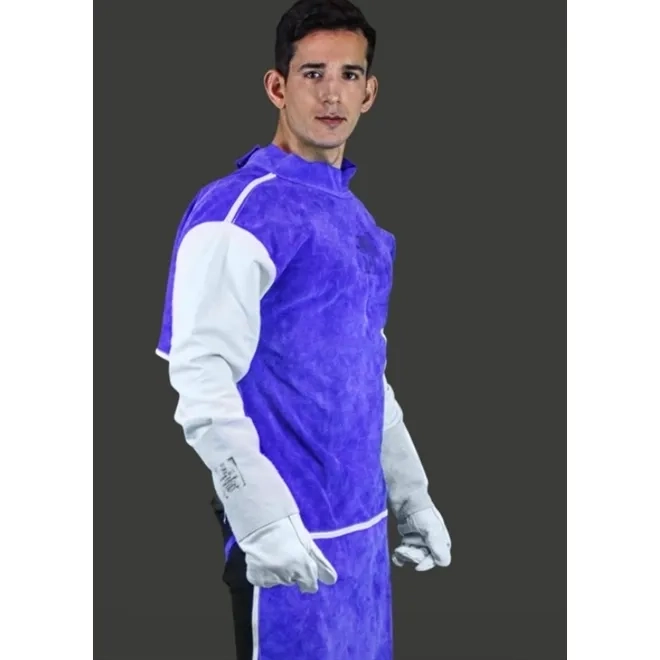 Avental Tipo Barbeiro de Raspa Azul Com Mangas Zanel CA 16070