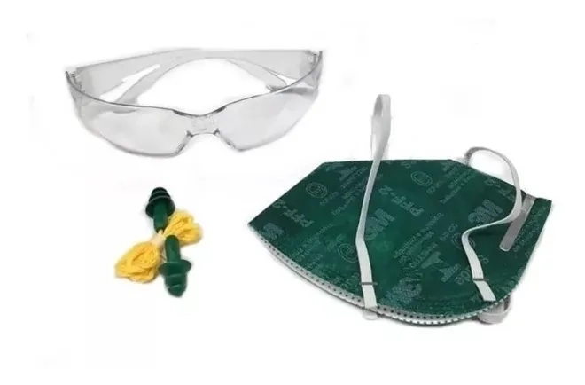 Kit Básico de Proteção EPI 3M 3 X 1 Para Serviços Gerais Audição - Visão e Respiração