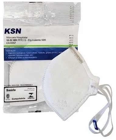 Máscara Hospitalar N95 PFF2 Branca KSN 10.02 MH Caixa com 50