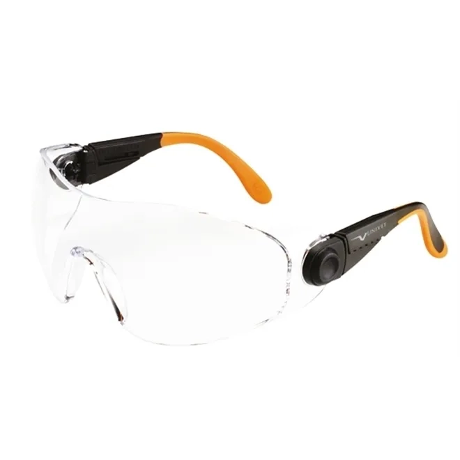 Óculos Ampla Visão Univet 529 Com Haste Laranja UV400 Lente Incolor 529.00.05.00