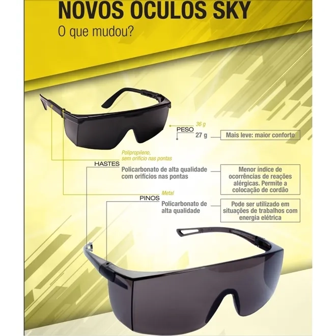 Óculos de Proteção Sky Clear Delta Plus Estilo Rio de Janeiro Uva e Uvb CA 39878