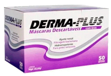 Máscara Cirúgica Tripla Elástico Derma-Plus Aprovada Para Ambiente Hospitalar 50UN