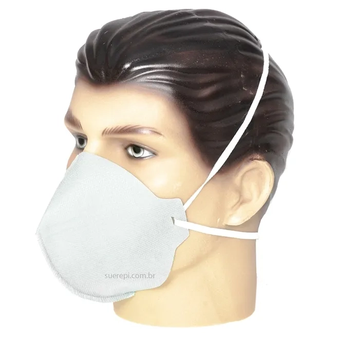 Máscara Super Mix Tipo PFF2  Sem Válvula Branca Tnt Tripla Dobrável Com Elástico Caixa Com 50