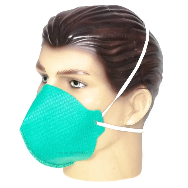 Máscara Descartável Super Mixx Tipo PFF2  Sem Válvula Verde Tnt Tripla Com Clipe Nasal