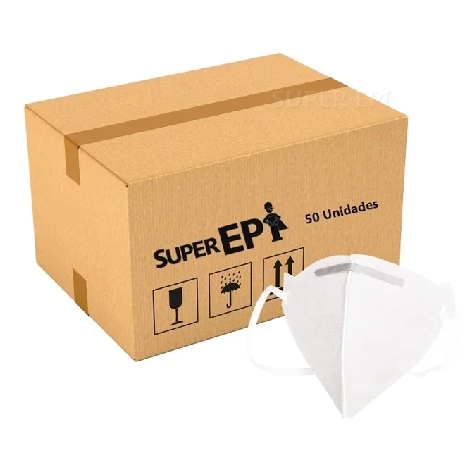 Máscara Super Mixx Tipo PFF2  Sem Válvula Branca Dobrável Clipe Nasal Caixa Com 50