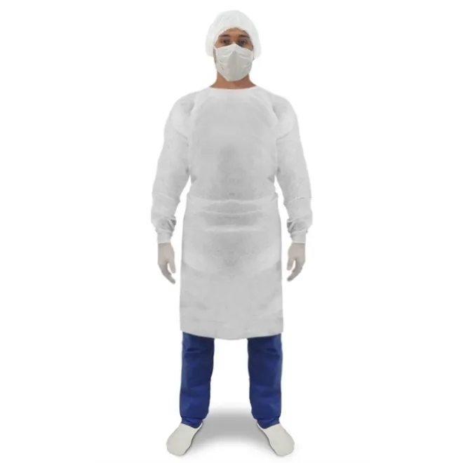 Avental Hospitalar Tnt Gramatura 60 Branco Manga Longa Tira Cintura e Pescoço Impermeável