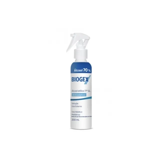 Álcool Líquido Antisséptico Biogex Nutriex 70% 200 ML Spray Nova Válvula