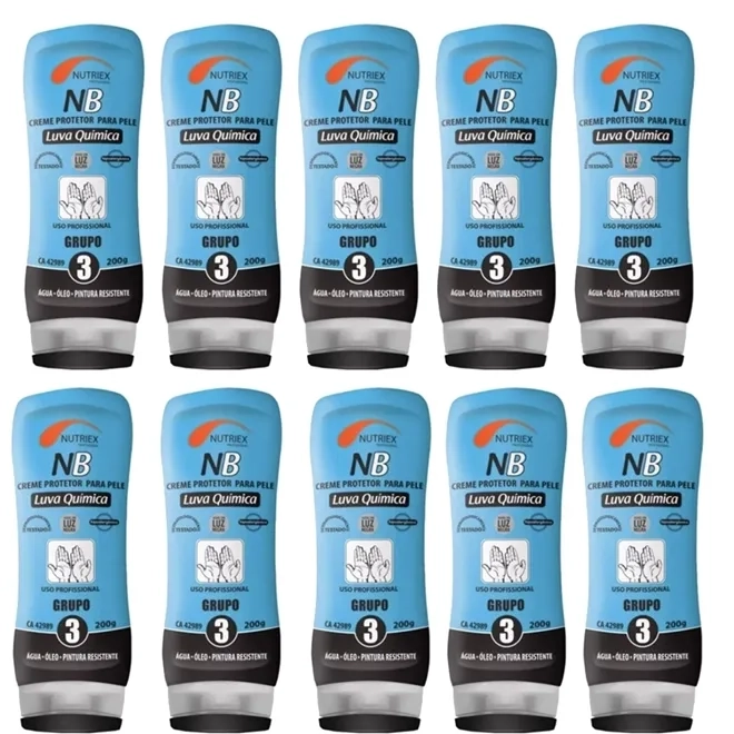 Luva Química Nutriex NB Grupo 3 Contra Bactérias e Microrganismos 200Gr Caixa Com 10