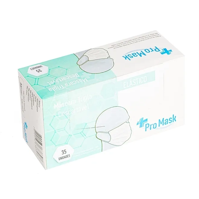 Máscara Cirúrgica Tripla Pro-Mask Dispenser Com 35 Unidades Soldada Eletronicamente
