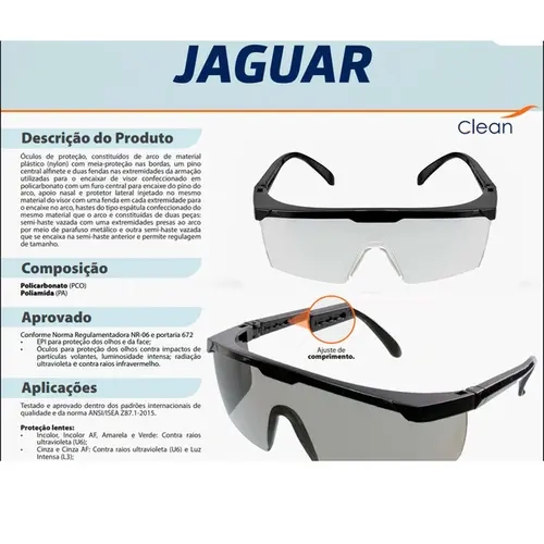 Óculos Jaguar Kalipso Antiembaçante Incolor Modelo Rio de Janeiro CA 10346