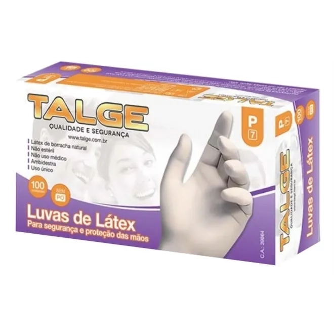 Luva de Látex Profissional Talge Sem Talco Caixa com 100 Unidades