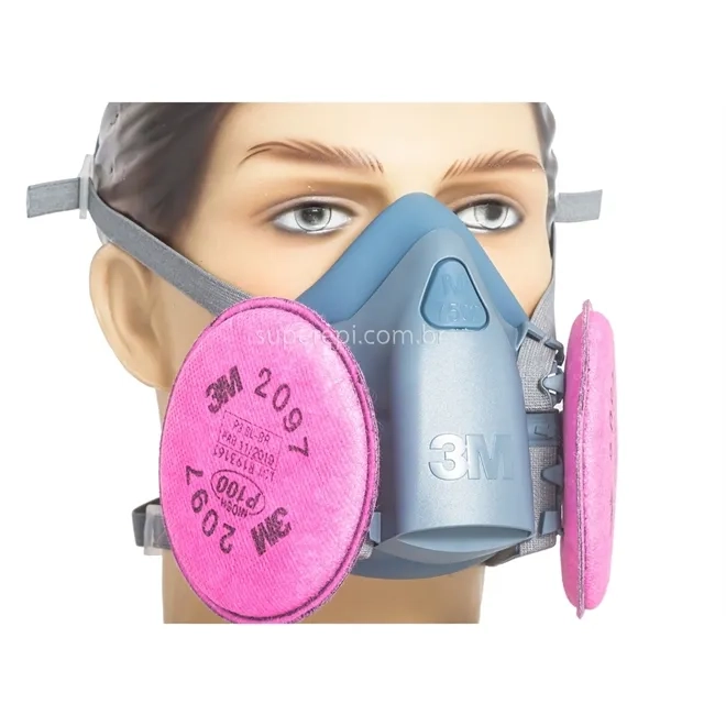Respirador Reutilizável 3M 7500 Silicone Com 2 Filtros Inclusos 2097 P3 PFF3