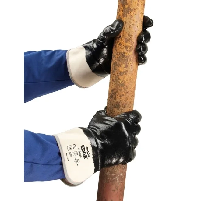 Luva Ansell EDGE® 48-500 Banho Nitrílico Total Para Trabalhos Pesados CA 40893
