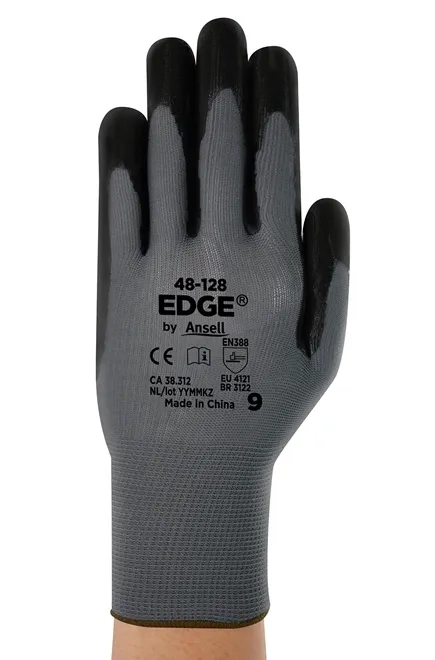 Luva Ansell EDGE 48-128 Nylon e Banho Nitrílico Multiuso, Leve e Confortável CA 38312