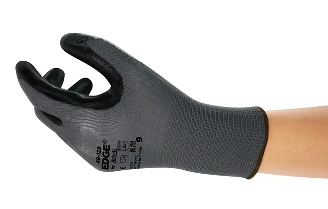 Luva Ansell EDGE 48-128 Nylon e Banho Nitrílico Multiuso, Leve e Confortável CA 38312