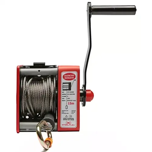 Guincho Manual Steelflex em Cabo de Aço 15 Metros STF GC0481 Para Espaço Confinado