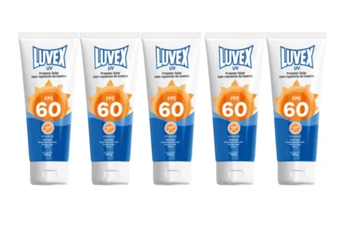 Protetor Solar Com Repelente Luvex FPS 60 Bisnaga 120gr Kit Com 5 Unidades