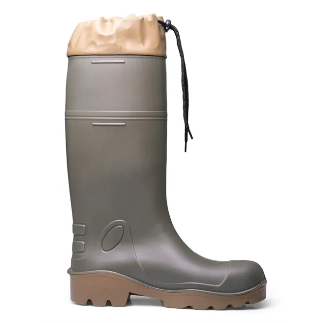 Bota de Poliuretano Ecoboots Pure Safe Verde e Solado Bege Polaina Inclusa Antiestática CA 35047