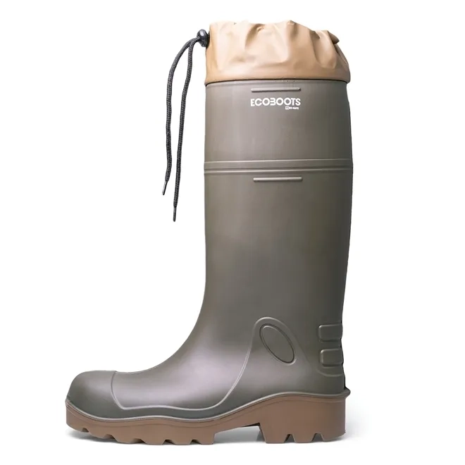 Bota de Poliuretano Ecoboots Pure Safe Verde e Solado Bege Polaina Inclusa Antiestática CA 35047