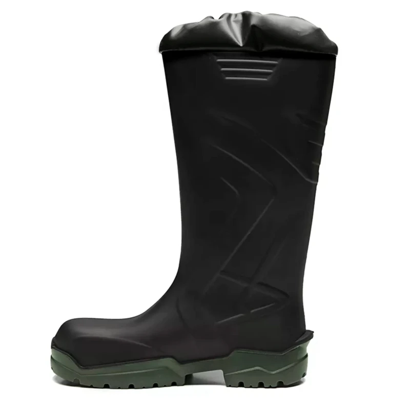 Bota de PU Ecoboots Polytech Preta e Verde Polaina Inclusa Com Bico Composite CA 34233