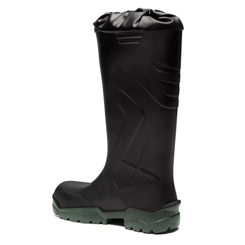Bota de PU Ecoboots Polytech Preta e Verde Polaina Inclusa Com Bico Composite CA 34233
