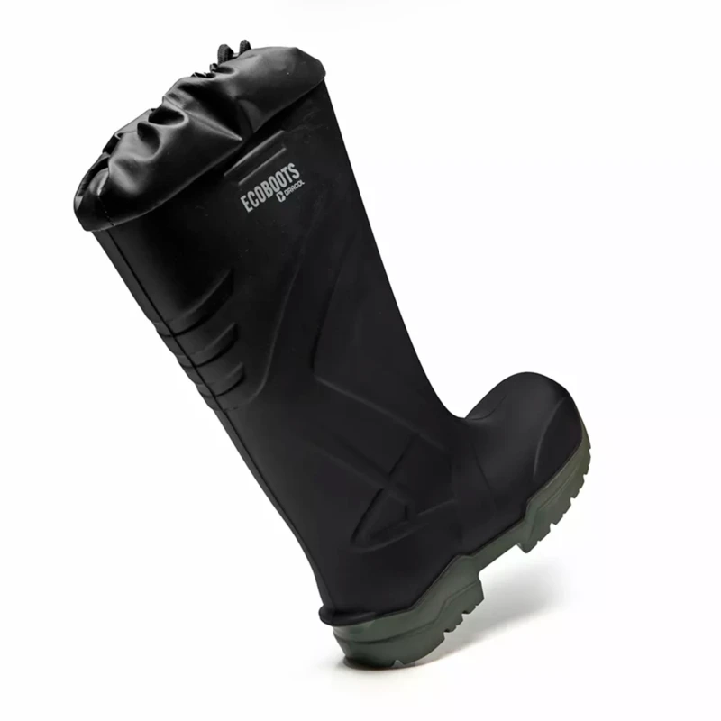 Bota de PU Ecoboots Polytech Preta e Verde Polaina Inclusa Com Bico Composite CA 34233