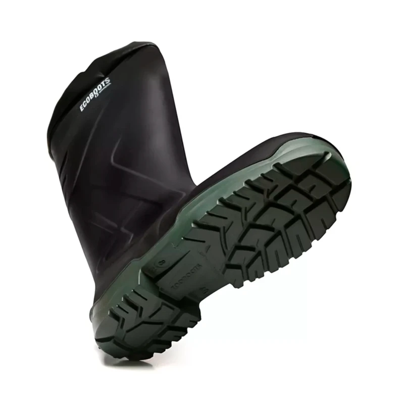 Bota de PU Ecoboots Polytech Preta e Verde Polaina Inclusa Com Bico Composite CA 34233