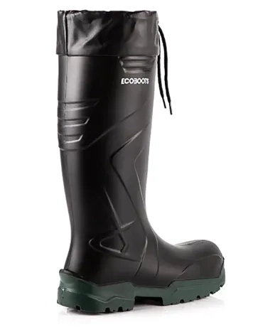 Bota de PU Ecoboots Polytech Preta e Verde Polaina Inclusa Com Bico Composite CA 34233