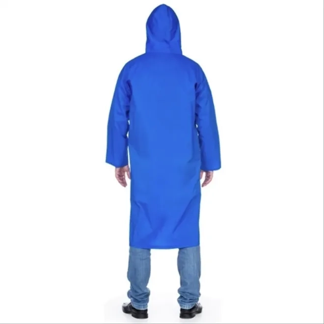 Capa de Chuva Em Pvc Longa Forrada Azul Vinil Seg Linha TOP Mais Resistente CA 33304