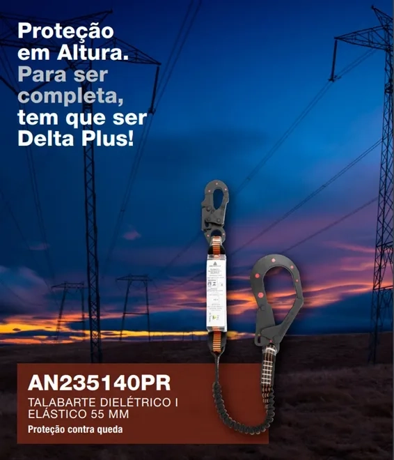 Talabarte Dielétrico Com Um Gancho e Fita Tubular Delta Plus AN235140PR