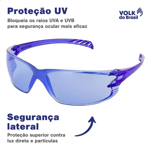 Óculos de Proteção Vision 500 Volk Azul Antiembaçante e Antirrisco Uva e Uvb CA 42719