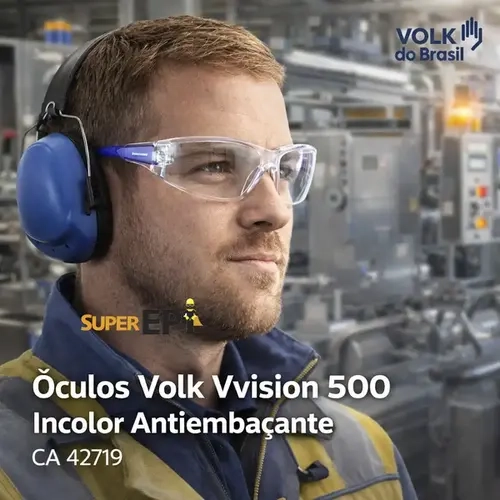 Óculos de Proteção Vision 500 Volk Incolor Antiembaçante e Antirrisco Uva e Uvb CA 42719