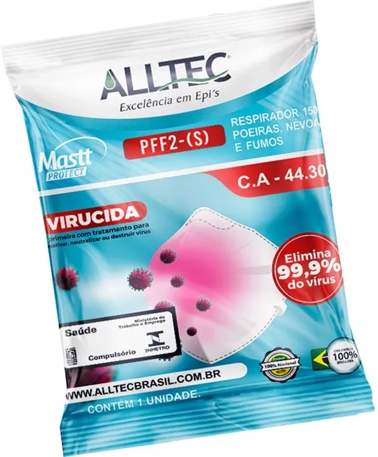 Máscara Respirátoria Alltec Mastt Protec Pff2 Sem Válvula Virucida CA 44305