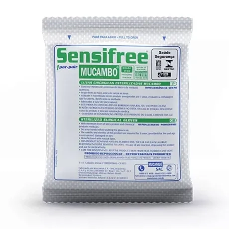 Luva Cirúrgica Sensifree Esterelizada Em Látex Natural Mucambo Sem Talco CA 8537