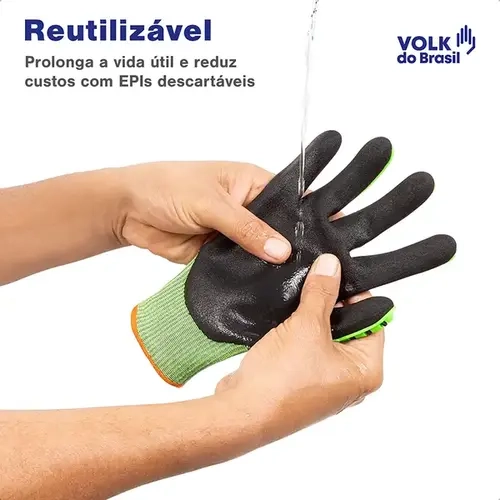 Luva De Proteção Cut R2 Volk Contra Impacto e Corte CA 42941
