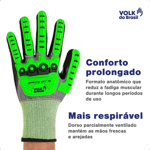 Luva De Proteção Cut R2 Volk Contra Impacto e Corte CA 42941
