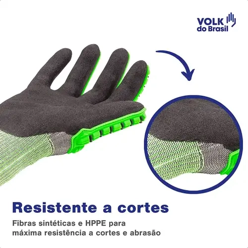 Luva De Proteção Cut R2 Volk Contra Impacto e Corte CA 42941