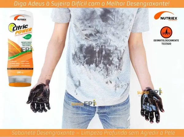 Sabonete Desengraxante Nutriex Citric Power 2 Litros Limpeza Pesada das Mãos