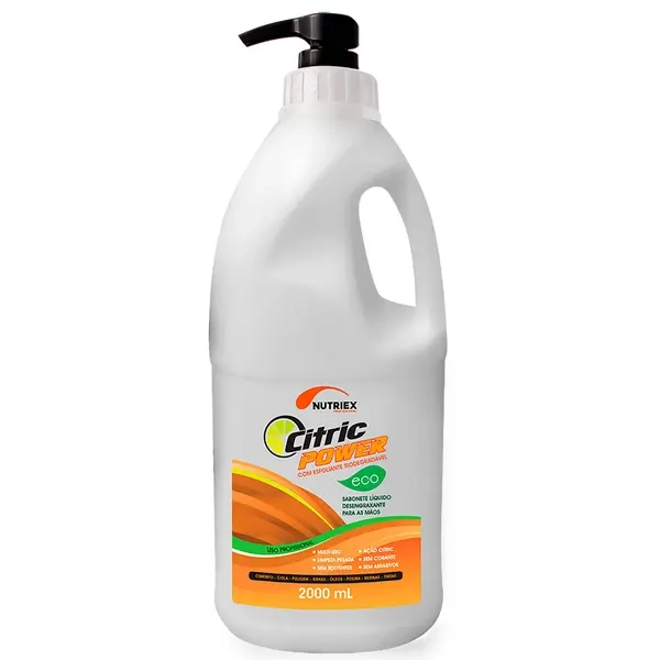 Sabonete Desengraxante Nutriex Citric Power 2 Litros Limpeza Pesada das Mãos