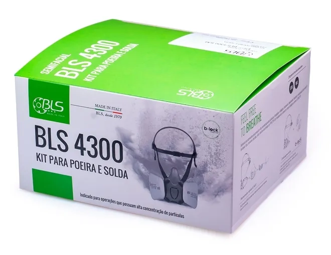 Respirador Kit Completo Para Poeira e Solda BLS Italy 4300 Filtros 201 P3 Inclusos CA 35553