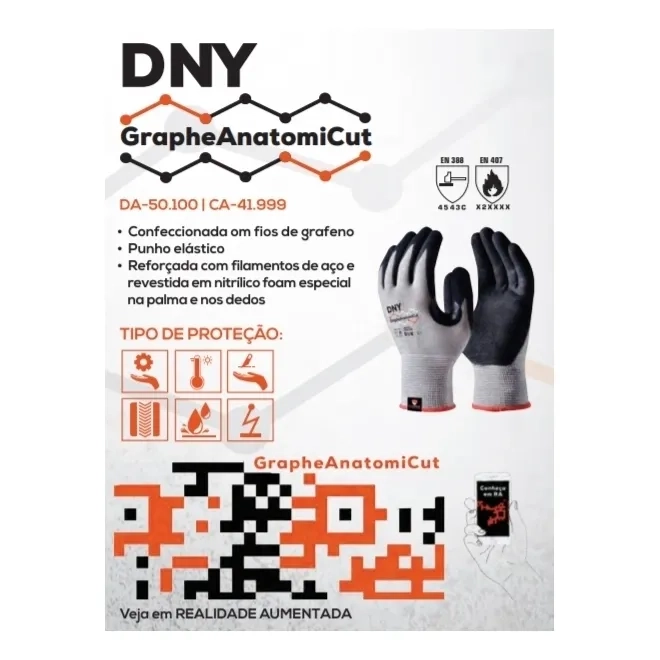 Luva em Grafeno Dny GrapheAnatomiCut Alta Performance ao Corte CA 41999