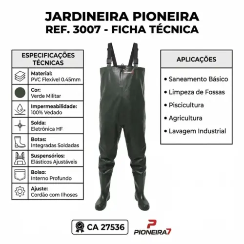 Macacão Para Saneamento Tipo Jardineira Pioneira Impermeável CA 52846