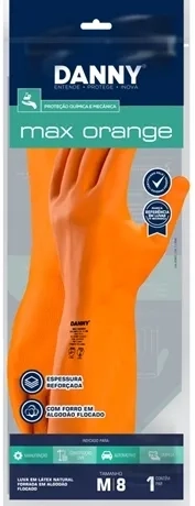 Luva Max Orange Danny Espessura Reforçada e Resistente CA 11286 Caixa