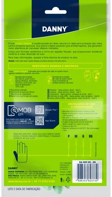 Luva Danny Maxi Látex Reforço Extra DA-300 Ca 13301 Verde - Caixa