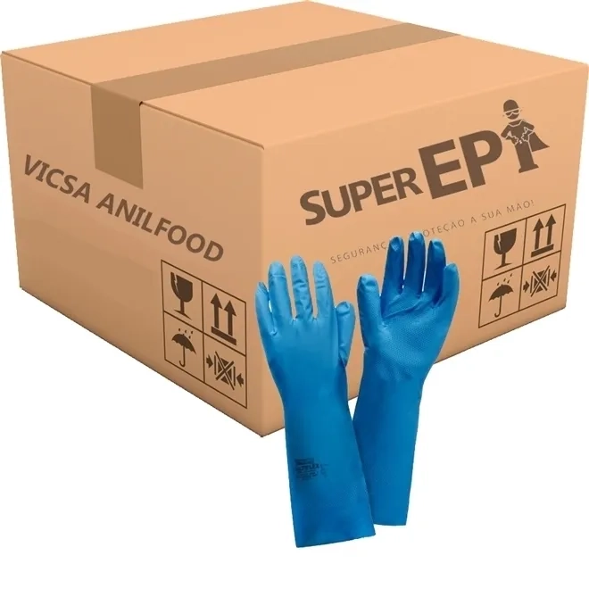 Luva Nitrílica Azul Vicsa Anilfood Sem Forro VIC14001 - Caixa