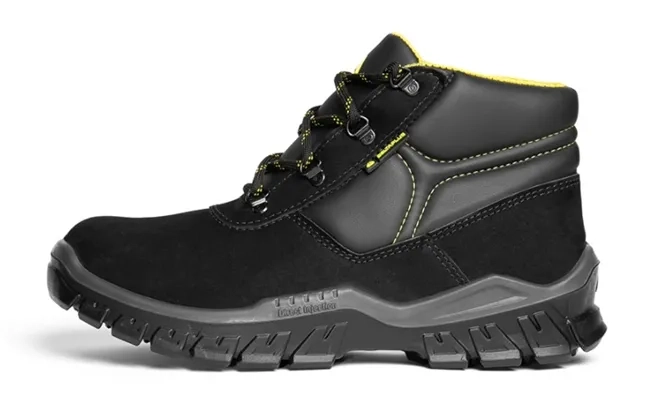 Bota de Segurança Nobuck Delta Plus RIO OB SRC Preta e Amarelo Bico Pvc WPSRIOOB CA 45485