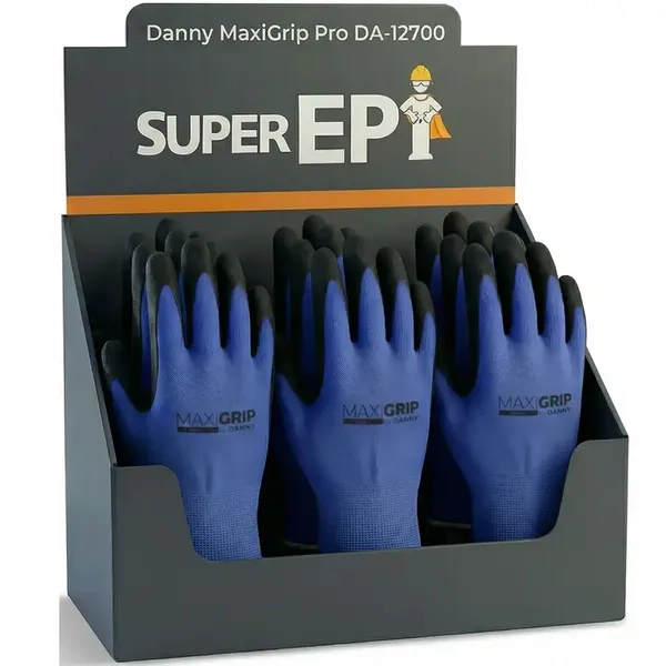 Luva de Nylon Com Latex Preta MaxiGrip PRO Danny DA-12700 CA 31323 Caixa Atacado